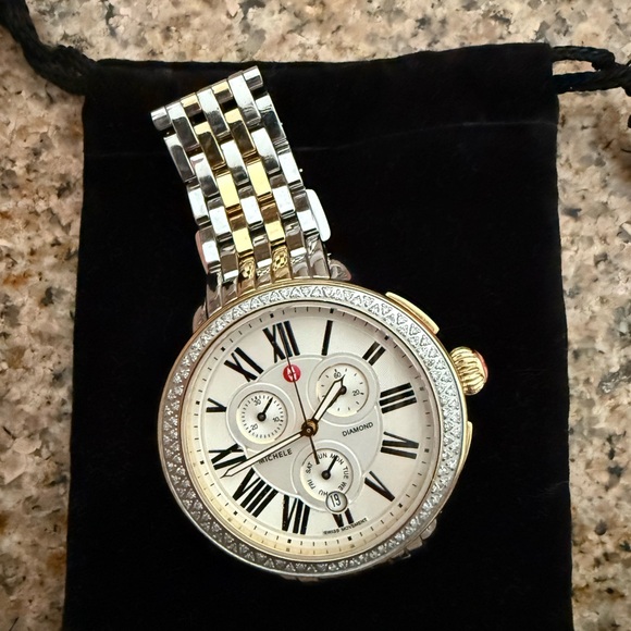 Michele Serein Diamond TwoTone Gold / Silver Swiss Watch GH11500SS -MW21A01C5966 - Picture 2 of 8
